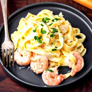 1 Serving Create Your Own Feast Shrimp Linguini Alfredo For Lunch