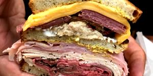 1 Serving Dagwood Roast Beef, Turkey, Ham Pita