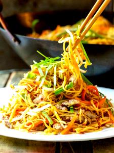 1 Serving Double Pan- Fried Noodles With Pork