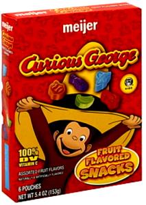 1 Serving Fruit Flavored Snacks - Curious George - Assorted Flavors