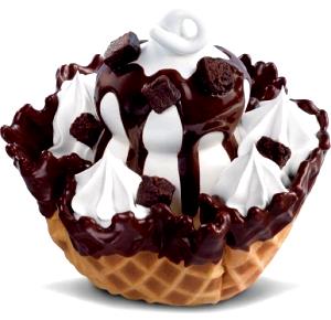 1 Serving Fudge Brownie Tempation Waffle Bowl Sundae