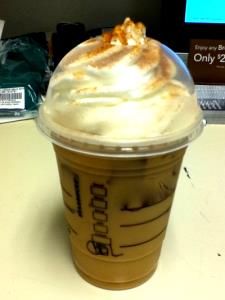1 Serving Grande - Cinnamon Dolce Frappuccino Blended Coffee - No Whip - Soy (US) Milk