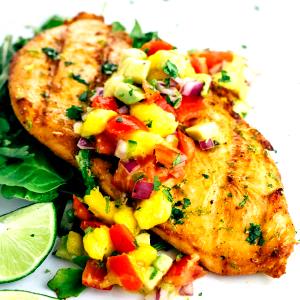 1 Serving Grilled Chicken With Mango Salsa