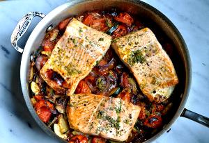 1 Serving Grilled Cilantro Pesto - Rubbed Ruby Trout - Special Request Vegetables Without Butter