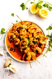 1 Serving Grilled Mediterranean Shrimp Skewers - Special Request Salad İnstead Of Baked Potato