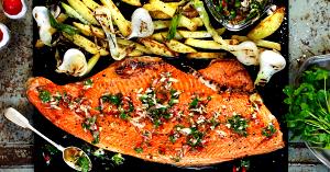 1 Serving Grilled Salmon With Grilled Vegetables At Zambia Smokehouse