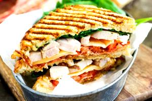 1 Serving Half Chicken Bacon Dijon On Country Hot Panini