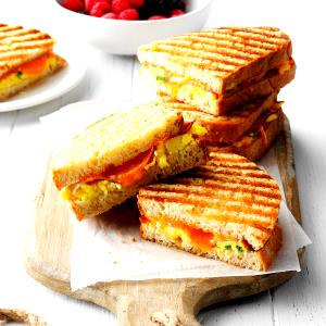 1 Serving Ham & Cheddar Panini W/ Egg Whites - Fruit Medley Combo