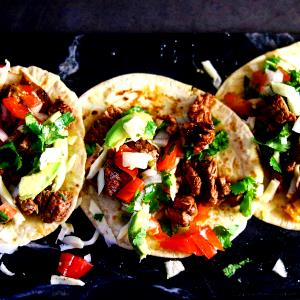 1 serving Loaded Carne Asada Tacos with Creamy Red Chile Sauce