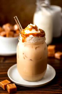 1 Serving Medium Iced Caramel Latte 16Oz. - Homogenized Milk