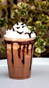1 Serving Medium Dark Chocolate Mocha Freddo With Whip 16Oz., 8 Tbs. Whipped Cream - Reduced Fat
