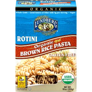 1 Serving Organic Brown Rice Pasta Vegetable Rotini Pasta Noodles