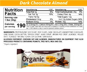 1 Serving Organic Dark Chocolate Almond Nutrition Bar