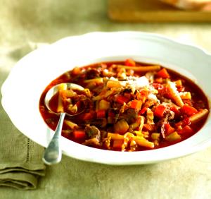 1 Serving Organic Minestrone With Beef Steak Soup