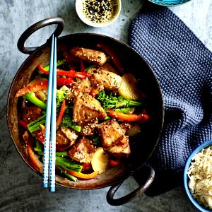 1 serving Pan-Sauteed Salmon with Wok-Stirred Vegetables