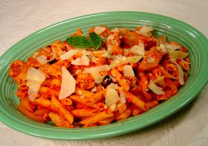 1 Serving Penne With Chicken And Fire-Roasted Pepper Sauce