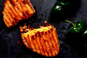 1 Serving Poblano Fresco Roast Beef Sandwich On Poblano Cheese Bread