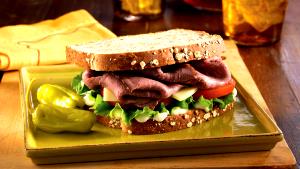 1 Serving Roast Beef On Wheat Sandwich
