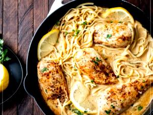 1 Serving Roasted Chicken W/Lemon Pepper Fettuccini