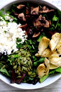 1 Serving Roasted Mushrooms & Artichokes W/ Feta Cheese