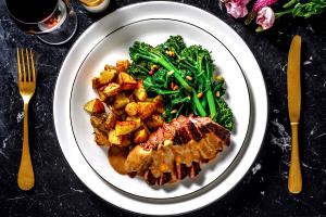 1 Serving Roasted Venison With Black Peppercorn Sauce - Special Request No Butter Or Sauce