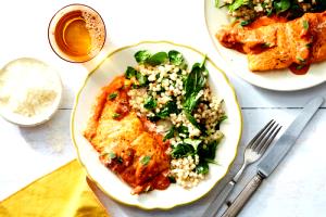 1 Serving Salmon And Mint Salsa With Couscous And Spinach