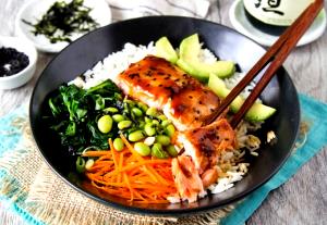 1 serving Salmon Bowl with Teriyaki Sauce (Regular)