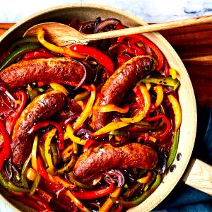1 Serving Sausage With Peppers And Onions
