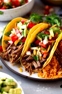 1 Serving Shredded Beef Soft Taco Platter