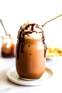 1 Serving Small Iced Caffe Mocha With Sugar-Free Chocolate 12Oz., No Whip - Reduced Fat
