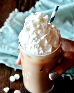 1 Serving Small Iced White Mocha And Whip 12Oz., 8 Tbsp. Whip - Fat Free