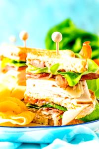1 Serving Smoked Turkey & Swiss Cheese Sandwich Without Condiments