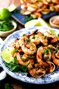 1 Serving Spicy Grilled Shrimp Wrap - Special Request No Cheese & Steamed Vegetables As Side.