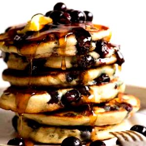 1 Serving Stacked & Stuffed Blueberry Cream Hotcakes