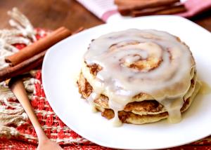 1 Serving Stacked & Stuffed Cinnamon Cream Hotcakes