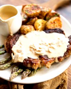 1 serving Steak with Mushroom Cream Sauce