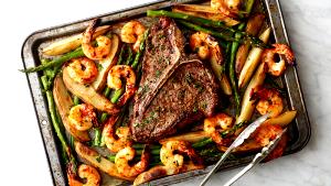 1 Serving T-Bone Steak & Breaded Shrimp Dinner