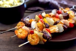 1 Serving T-Bone Steak & Shrimp Skewer Dinner