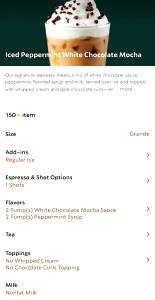 1 Serving Tall - Peppermint White Chocolate Mocha - Whip - Nonfat Milk