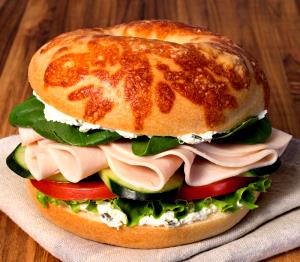 1 Serving Tasty Turkey On Asiago Bagel