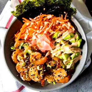 1 Serving Teriyaki Bowl - Shrimp Large - Brown Rice