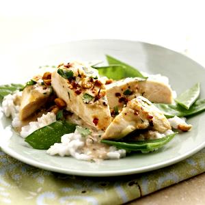 1 Serving Thai Peanut Chicken And Snow Peas
