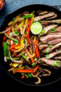 1 serving Three Sauce Fajita Steak Burrito