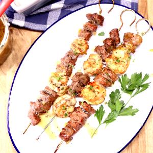 1 Serving Top Sirloin Steak & Shrimp Skewers