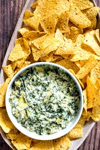 1 Serving Triple Dipper Hot Spinach & Artichoke Dip W/ Chips