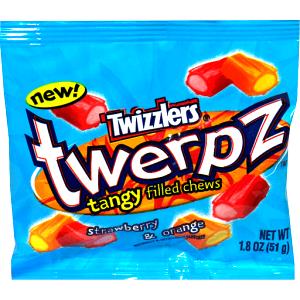 1 Serving Twerpz Tangy Filled Chews - Strawberry & Orange Candy