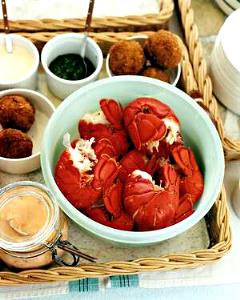 1 Serving Twin Lobster Tails, Court Bouillon