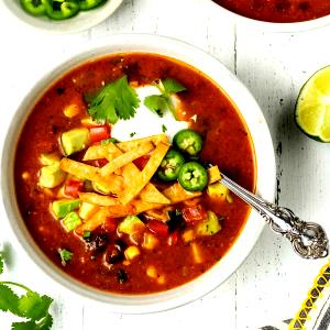 1 Serving Vegan Tortilla Soup With Baked Chips - Fresh Flavor