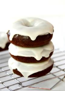1 Serving White Iced-Chocolate Cake Donuts