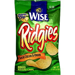 1 Serving Wise Sour Cream & Onion Flavored Ridgies Potato Chips
